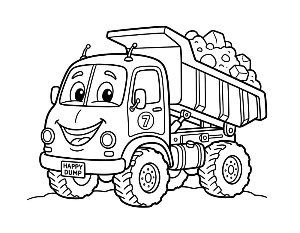 Målarbild Tippbil Utskrivbar