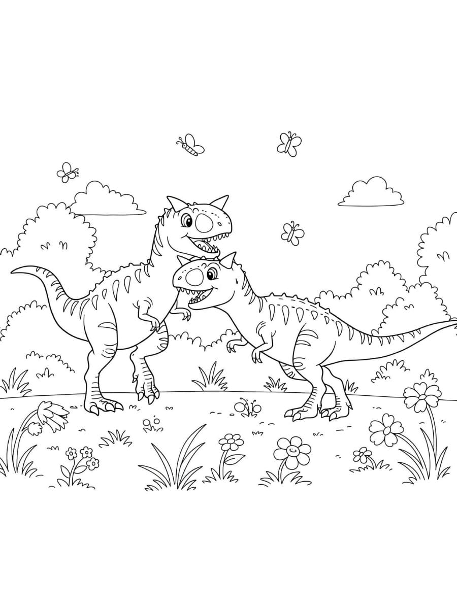 Målarbild Två Carnotaurus