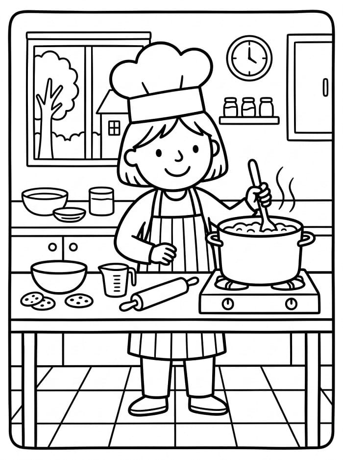 Målarbild Vänlig kock