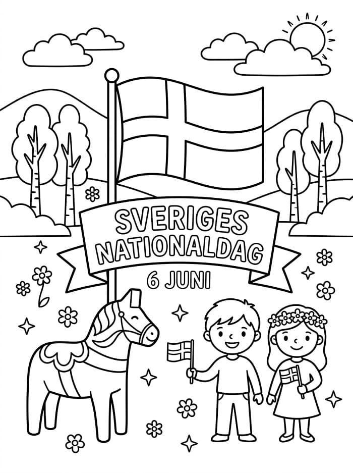 Målarbild Cool Sveriges nationaldag