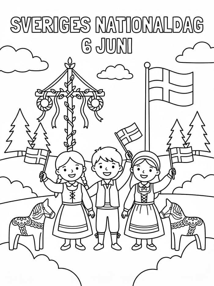 Målarbild Fin Sveriges nationaldag