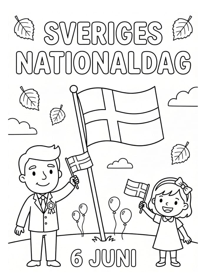 Målarbild Glad Sveriges nationaldag