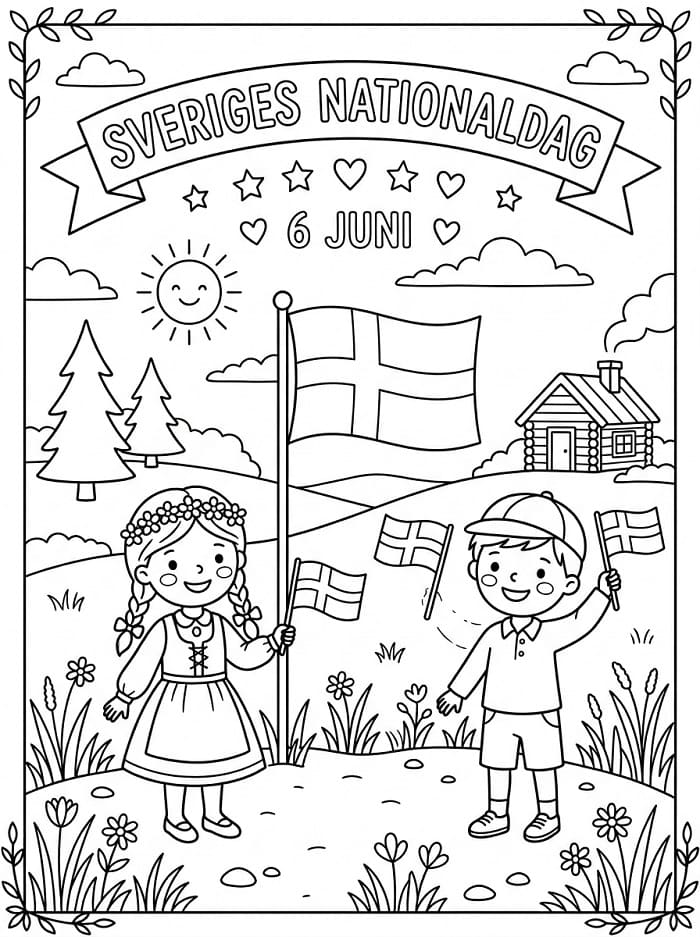 Målarbild Gratis Sveriges nationaldag