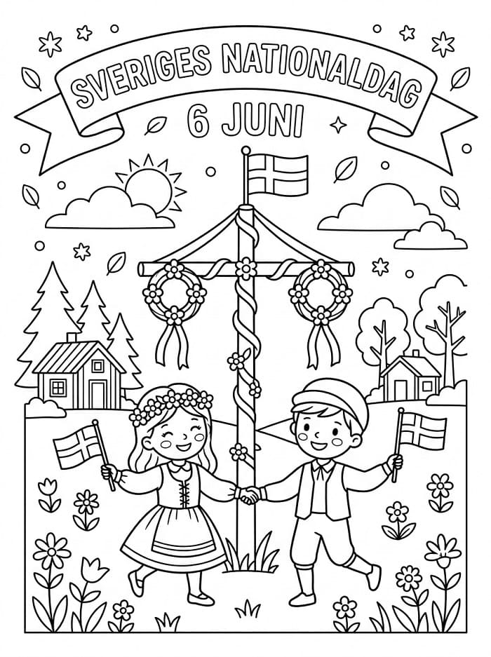 Målarbild Imponerande Sveriges nationaldag