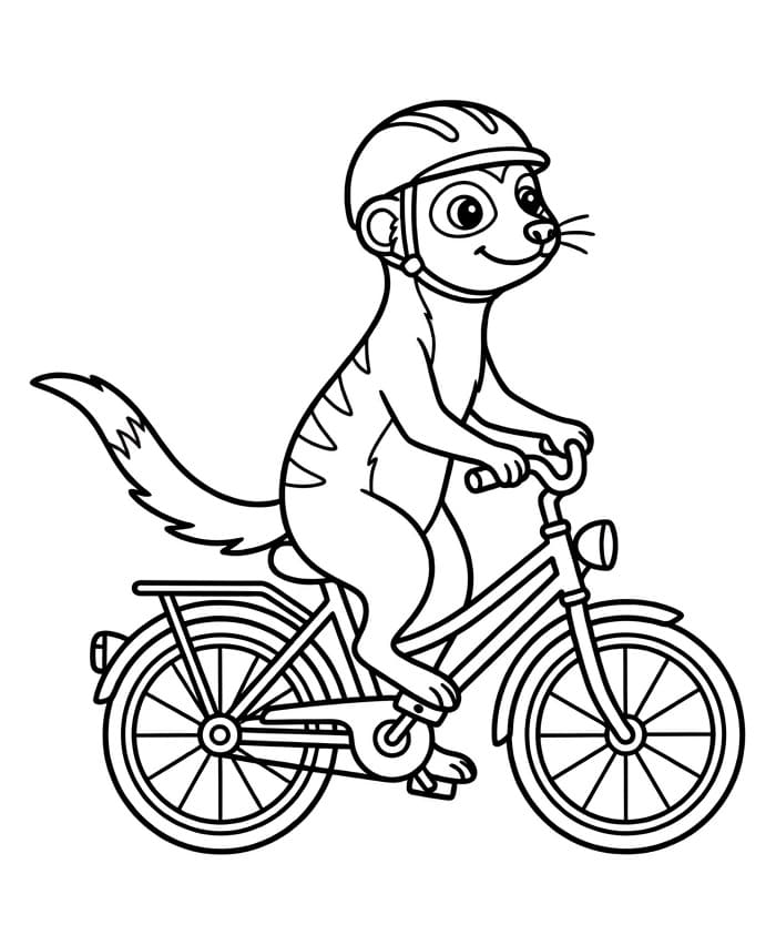 Målarbild Surikat cyklar
