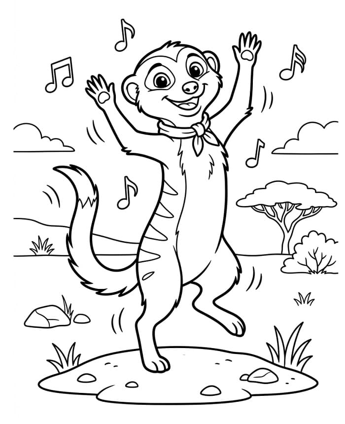 Målarbild Surikat dansar