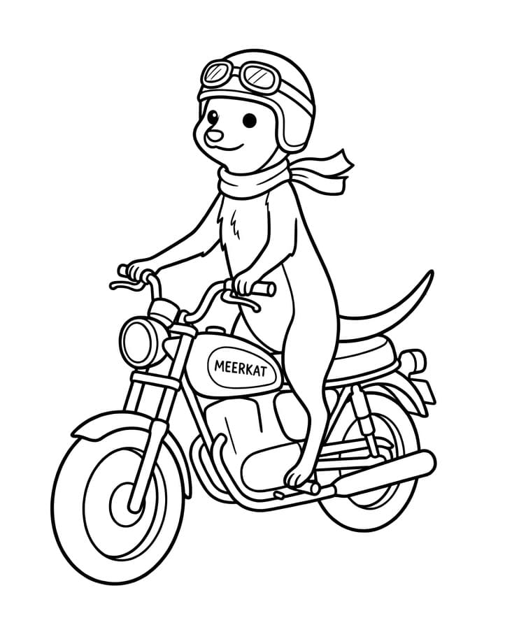 Målarbild Surikat kör motorcykel