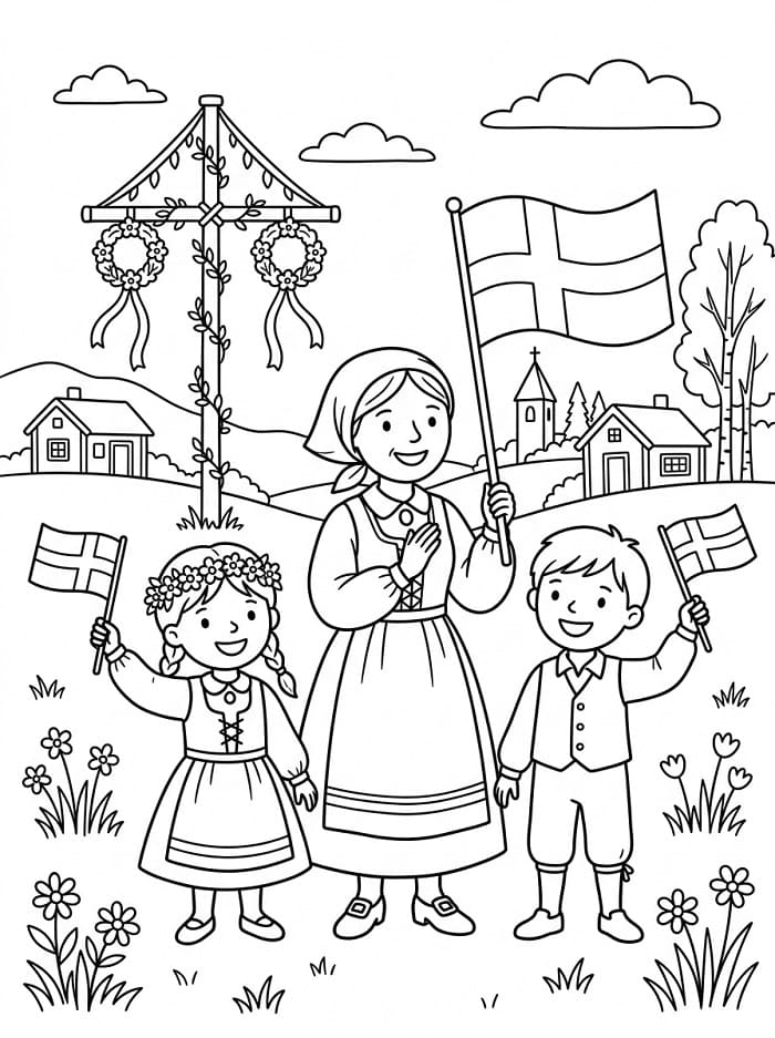 Målarbild Sveriges nationaldag för 2-åringar