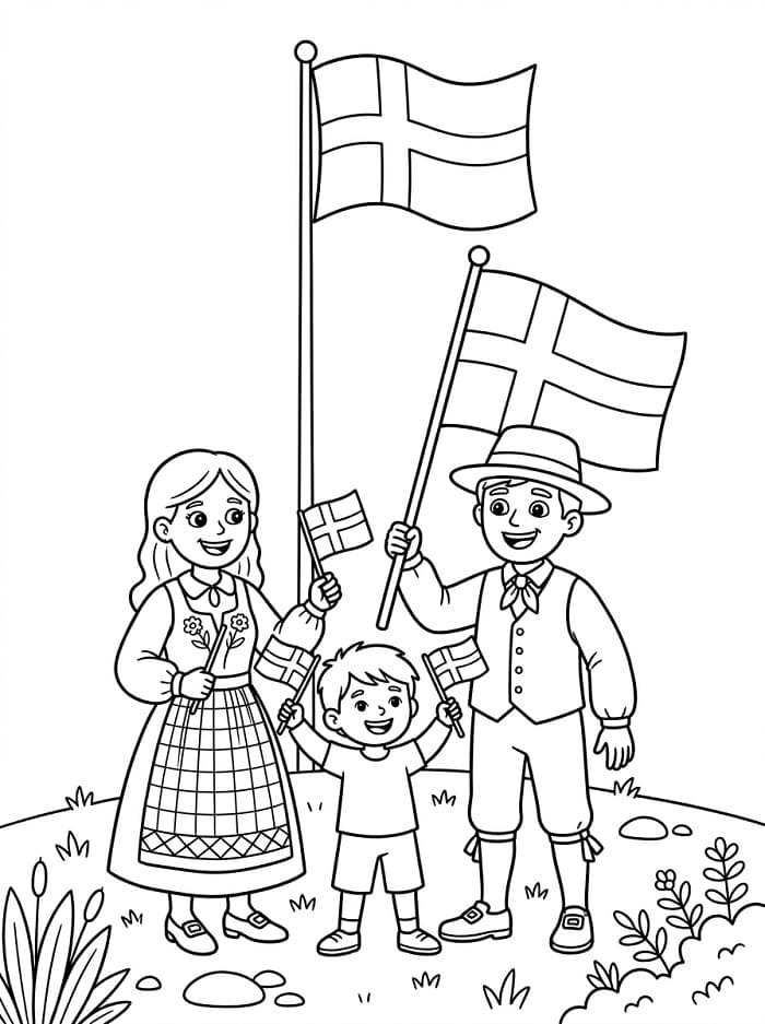 Målarbild Sveriges nationaldag för 4-åringar