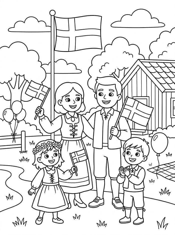 Målarbild Sveriges nationaldag för barn
