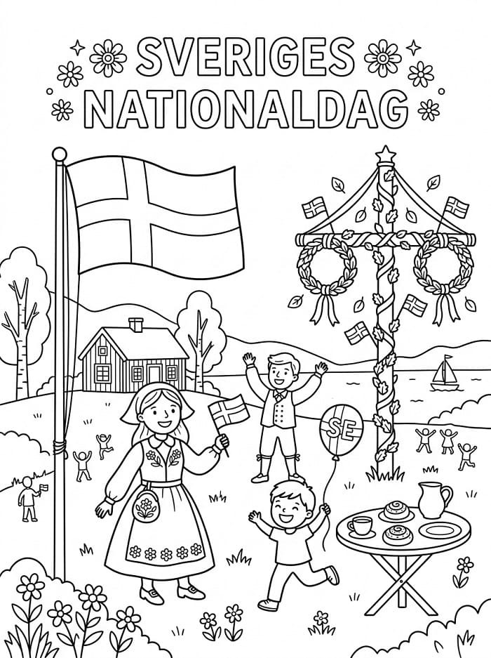 Målarbild Sveriges nationaldag gratis