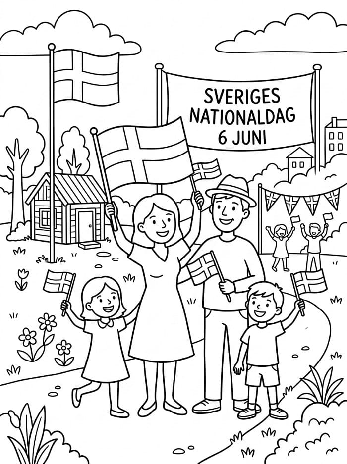 Målarbild Sveriges nationaldag utan kostnad