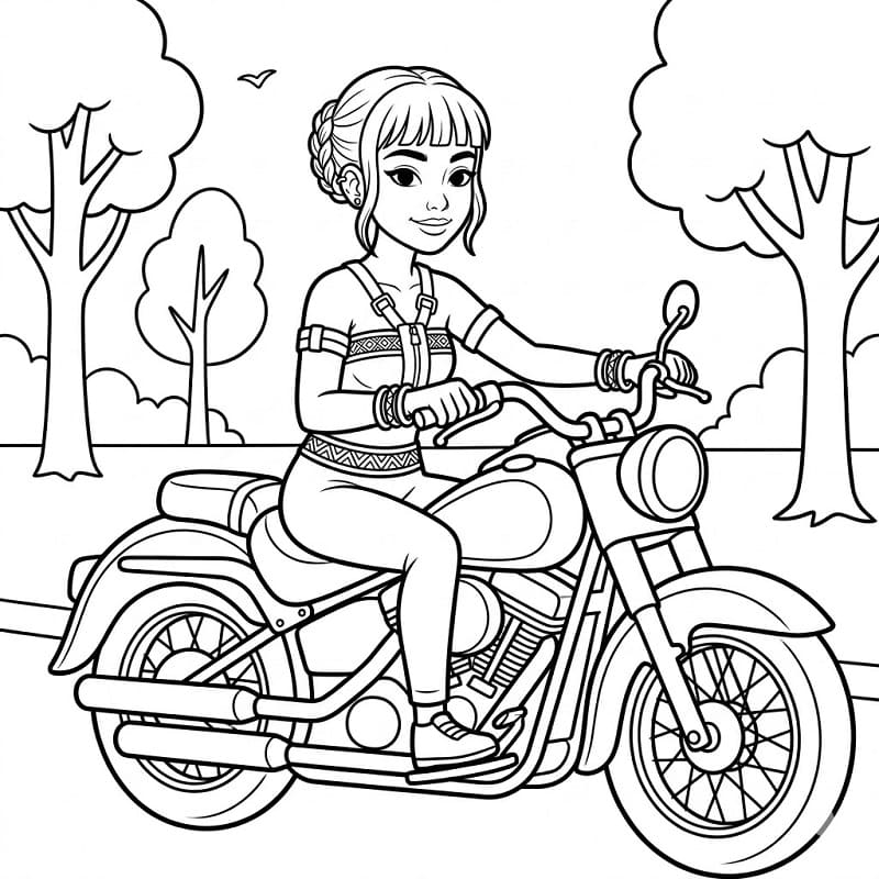 Målarbild Zoey kör motorcykel