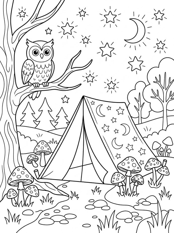 Målarbild Campingkväll