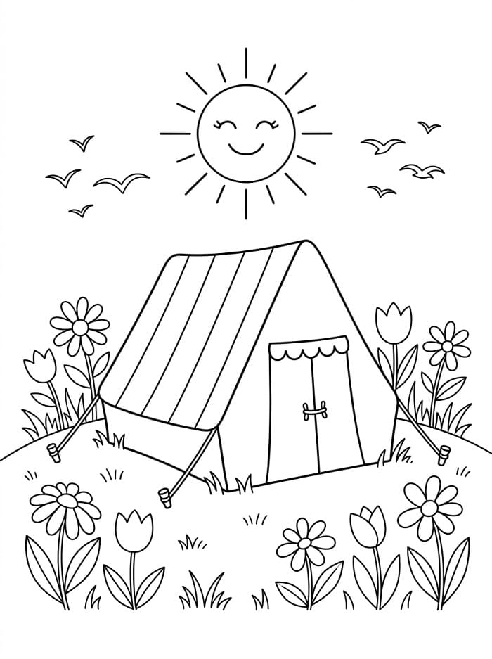 Målarbild Campingtält