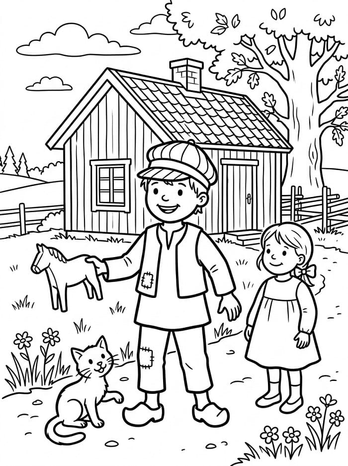 Målarbild Emil i Lönneberga För 1-åriga Barn
