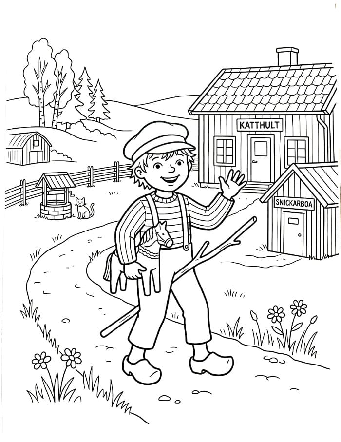 Målarbild Emil i Lönneberga För 4-åriga Barn