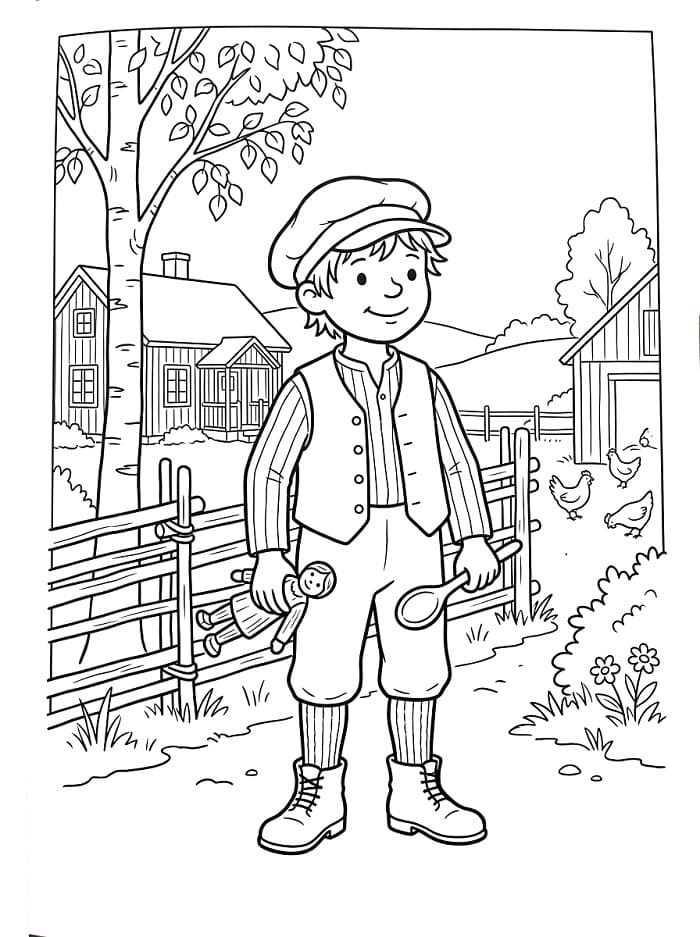 Målarbild Enkel Emil i Lönneberga
