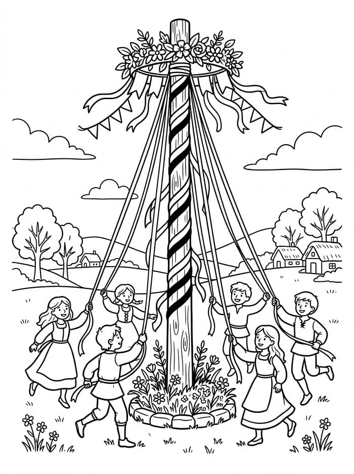 Målarbild Fantastisk Midsommarstång