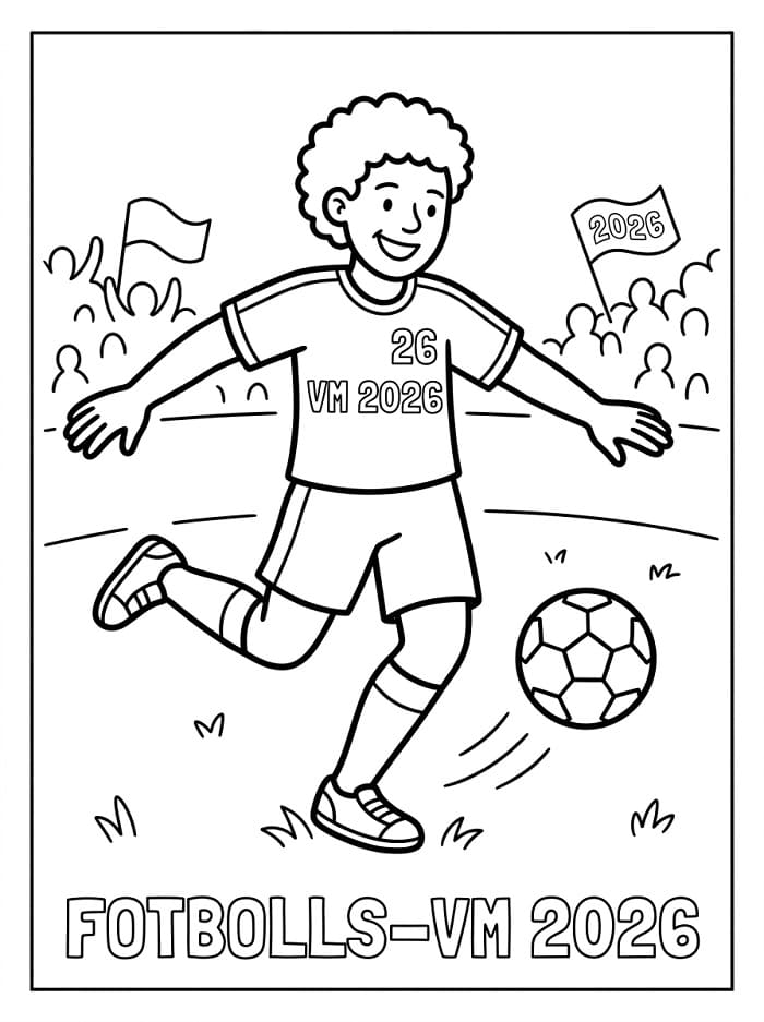 Målarbild Fotbollsspelare VM 2026