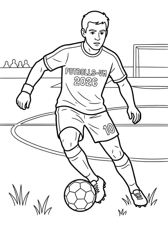 Målarbild Fotbollsspelare i VM 2026