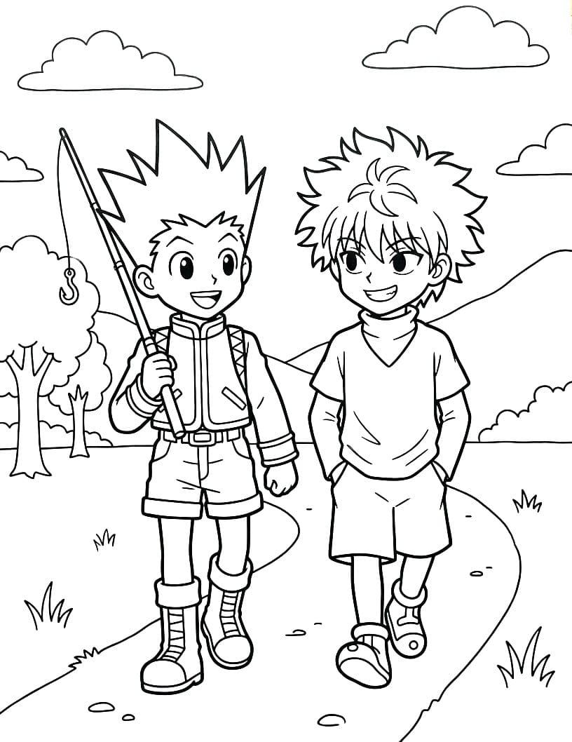 Målarbild Gon Freecss och Zoldyck Killua