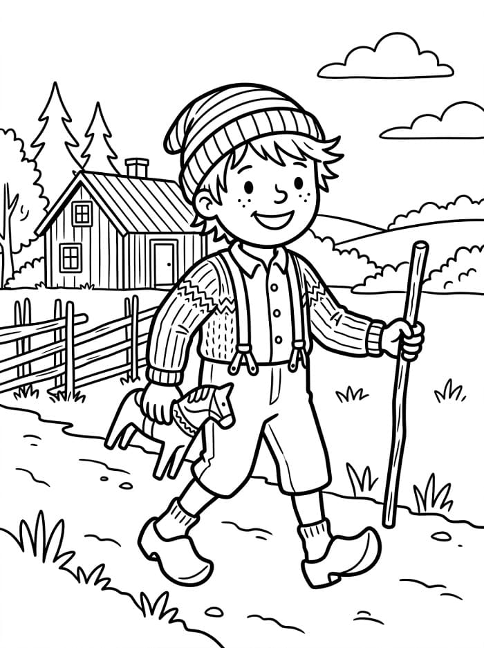 Målarbild Gratis utskrivbar Emil i Lönneberga
