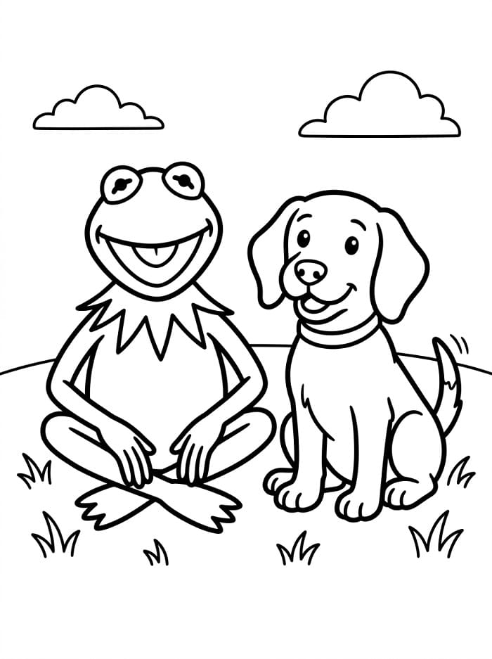 Målarbild Gratis utskrivbar Kermitillustration