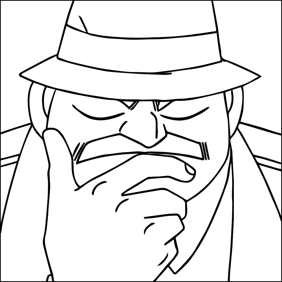 Målarbild Juzo Megure från Detektiv Conan