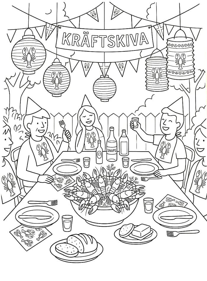Målarbild Kräftskiva 1