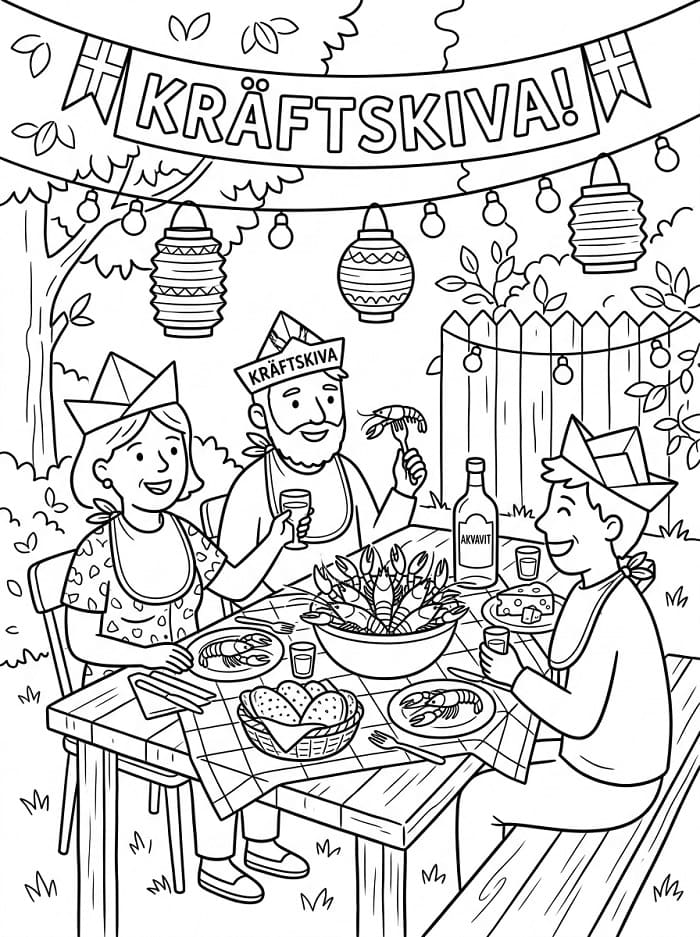 Målarbild Kräftskiva Utskrivbar