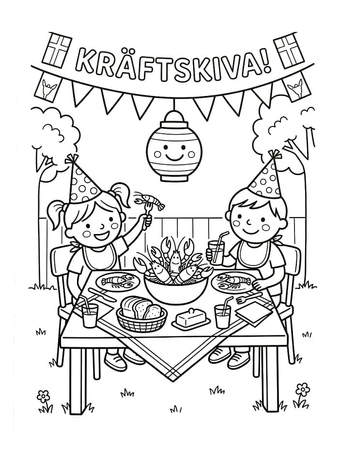 Målarbild Kräftskiva för Barn