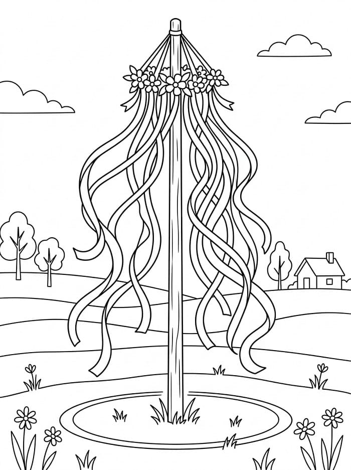 Målarbild Midsommarstång 1
