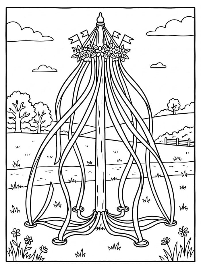 Målarbild Midsommarstång 2