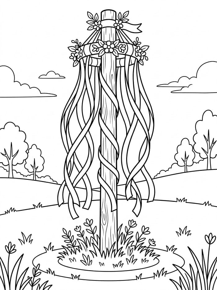 Målarbild Midsommarstång 3