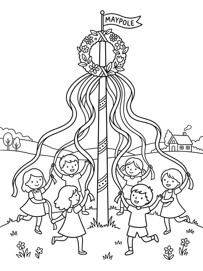 Målarbild Midsommarstång Gratis