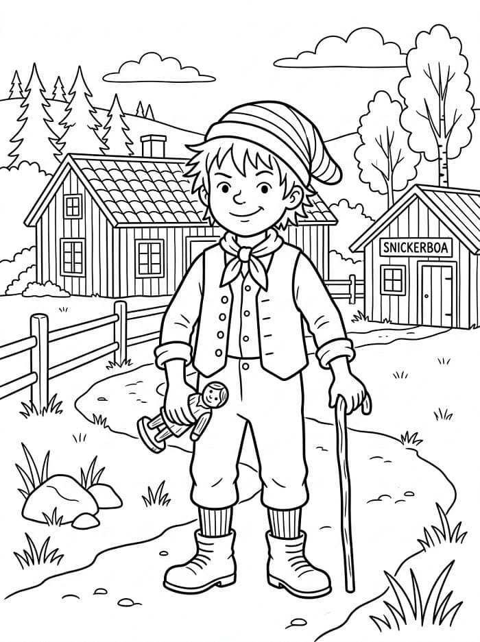 Målarbild Mycket söt Emil i Lönneberga