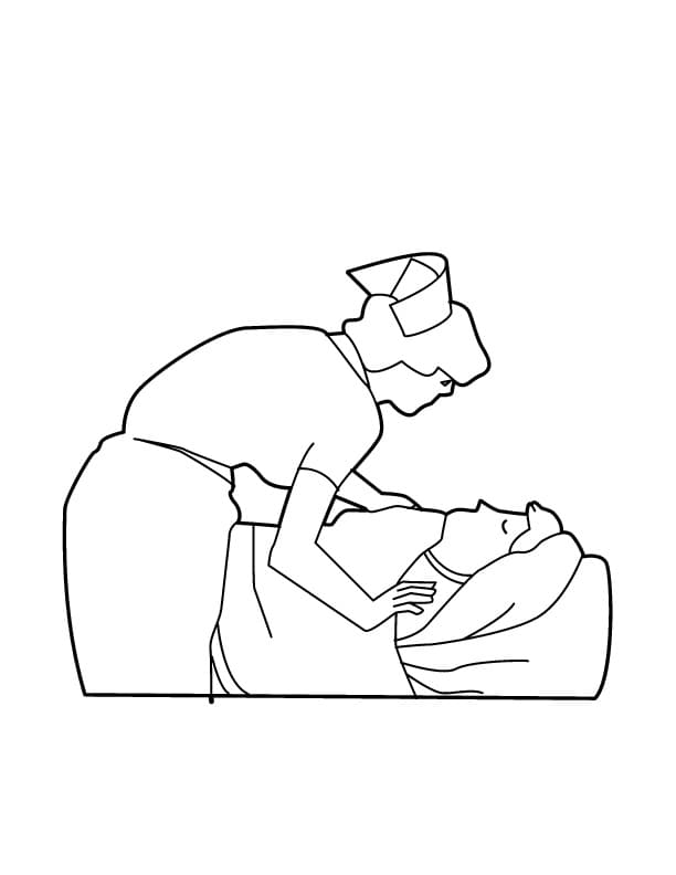 Målarbild Sjuksköterska med patient
