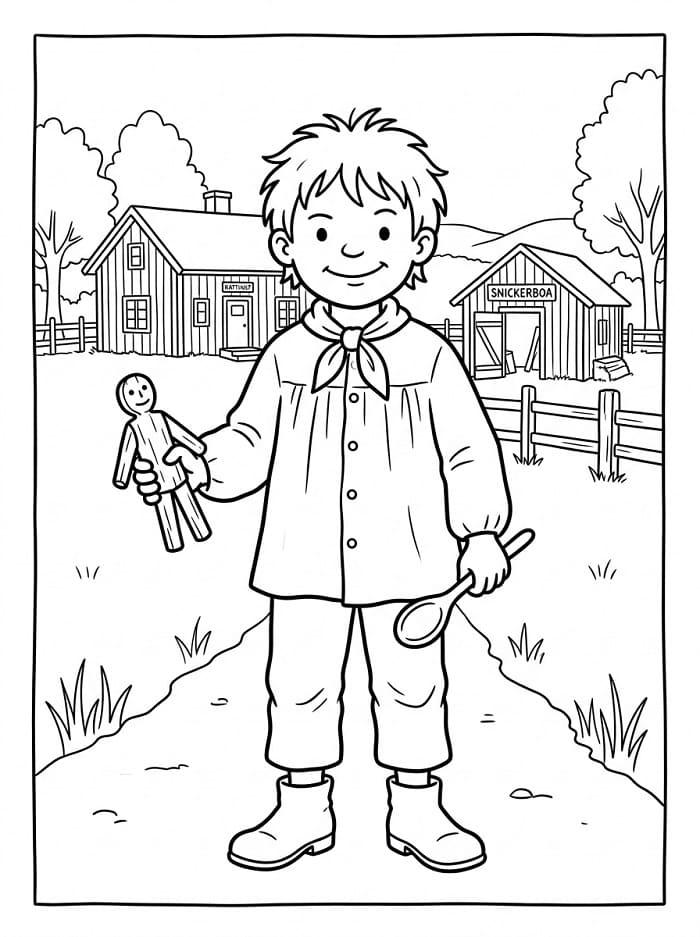 Målarbild Skriv ut Emil i Lönneberga
