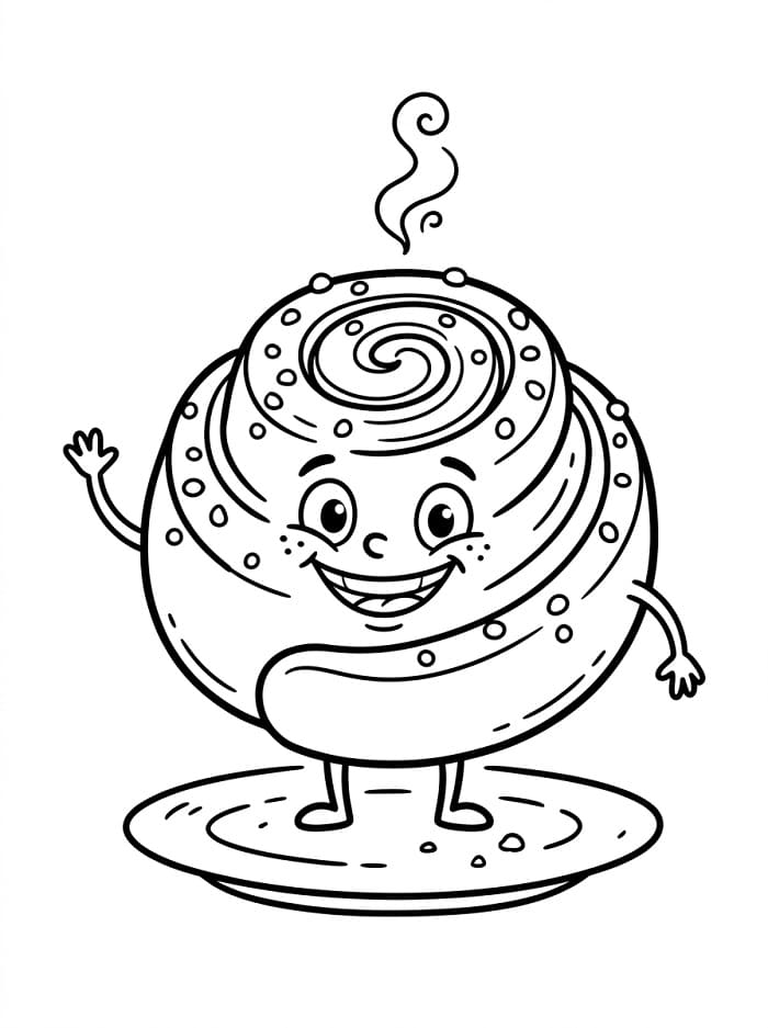 Målarbild Tecknad kanelbulle