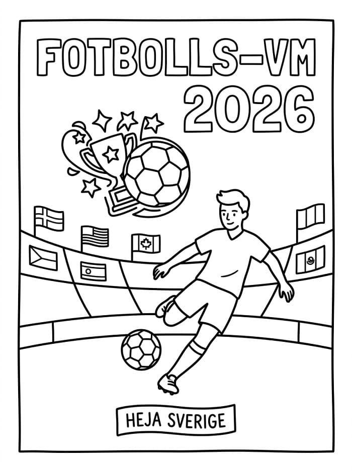 Målarbild Utskrivbar VM 2026 för Barn