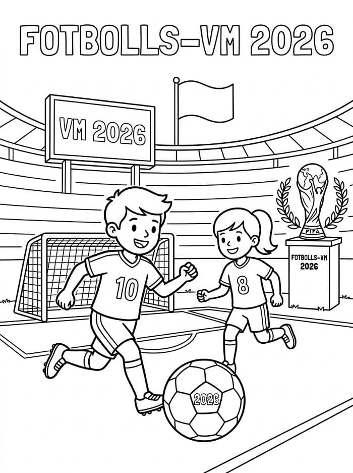 Målarbild VM 2026 Gratis Utskrivbar för Barn