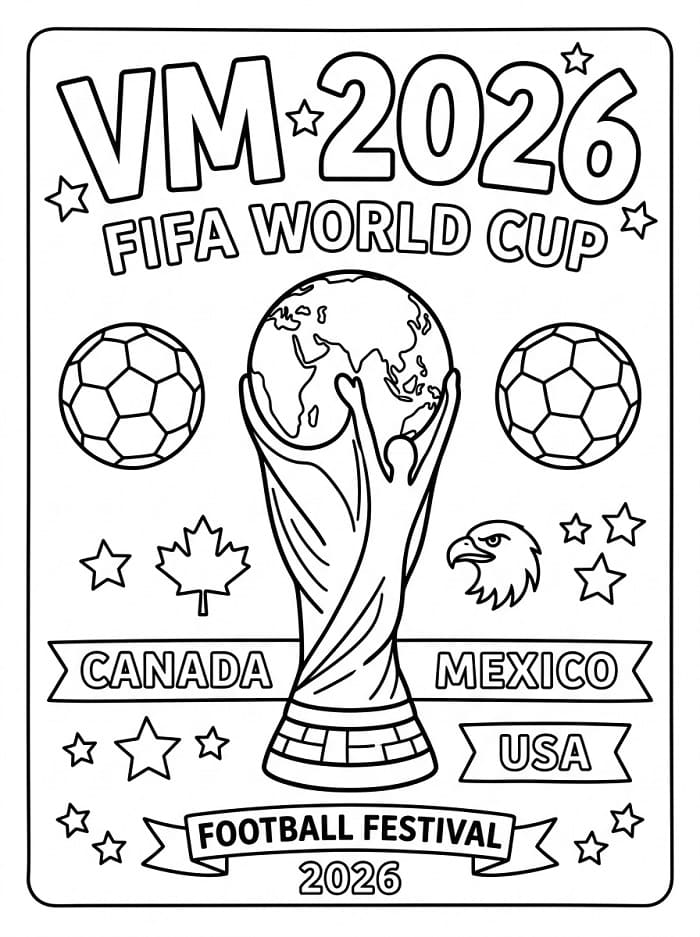 Målarbild VM 2026 Gratis för Barn