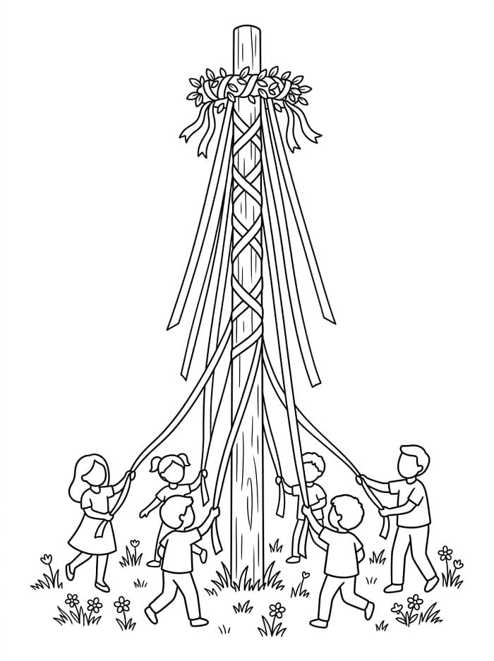 Målarbild Vacker Midsommarstång