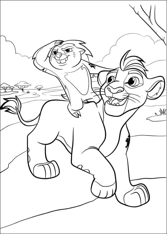 Målarbild Bunga och Kion från Lejonvakten