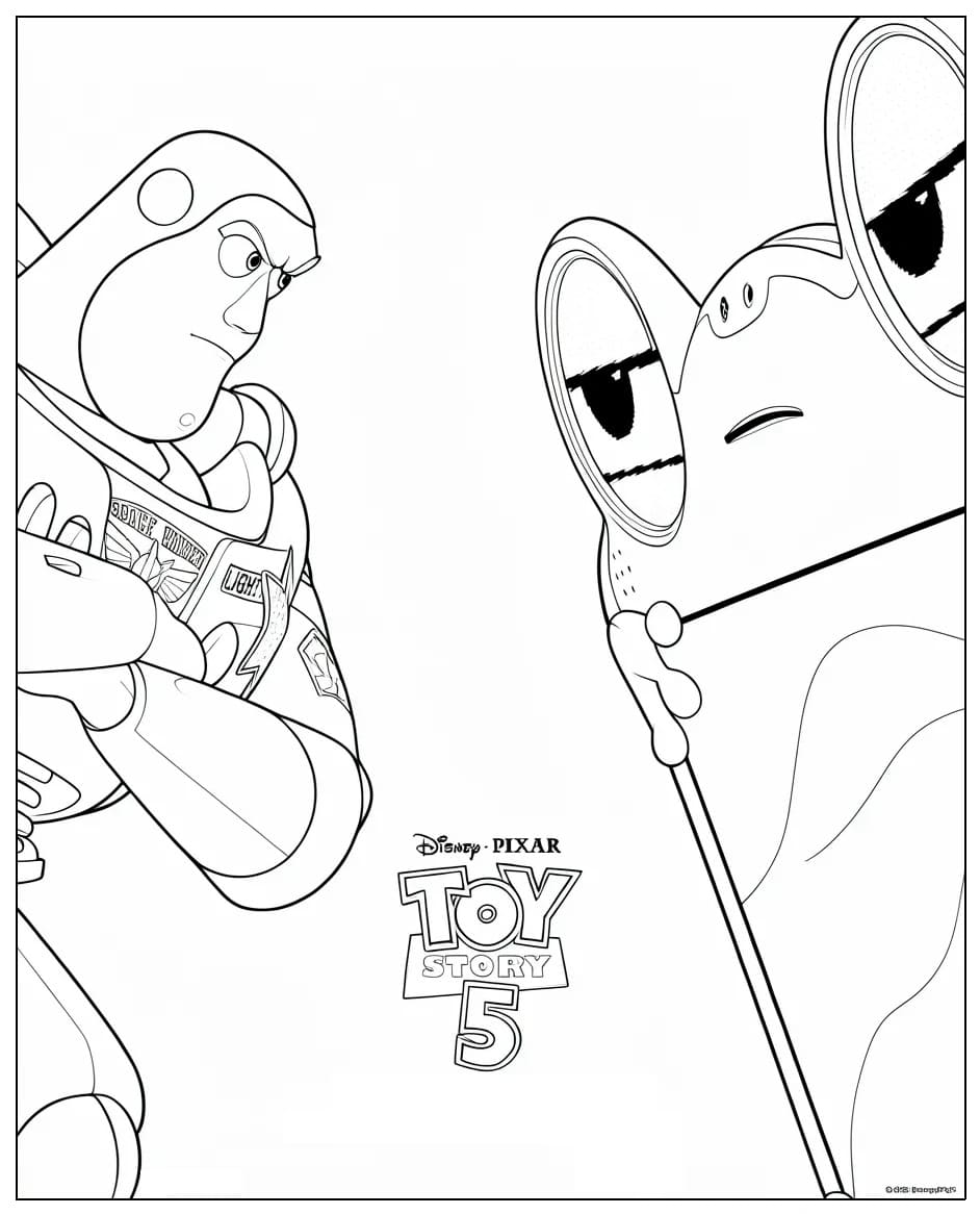 Målarbild Buzz Lightyear och Lilypad från Toy Story 5