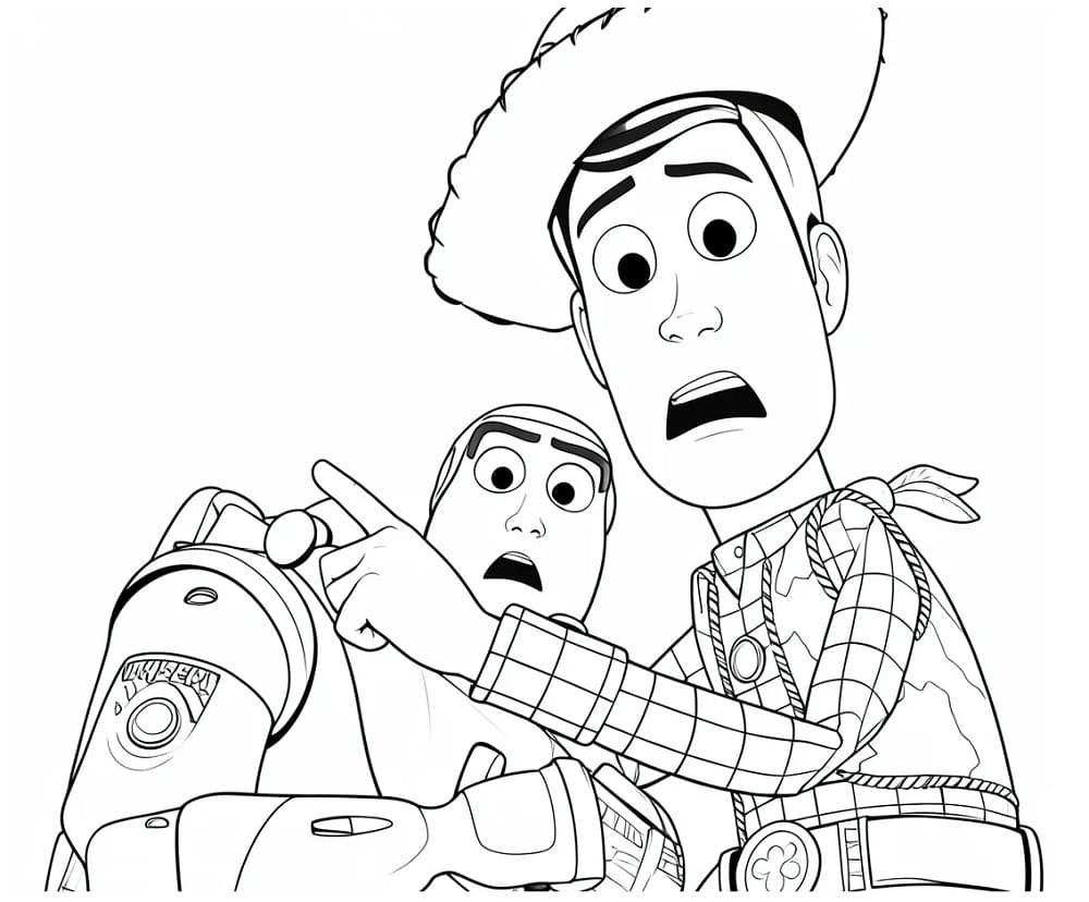 Målarbild Buzz Lightyear och Woody från Toy Story 5