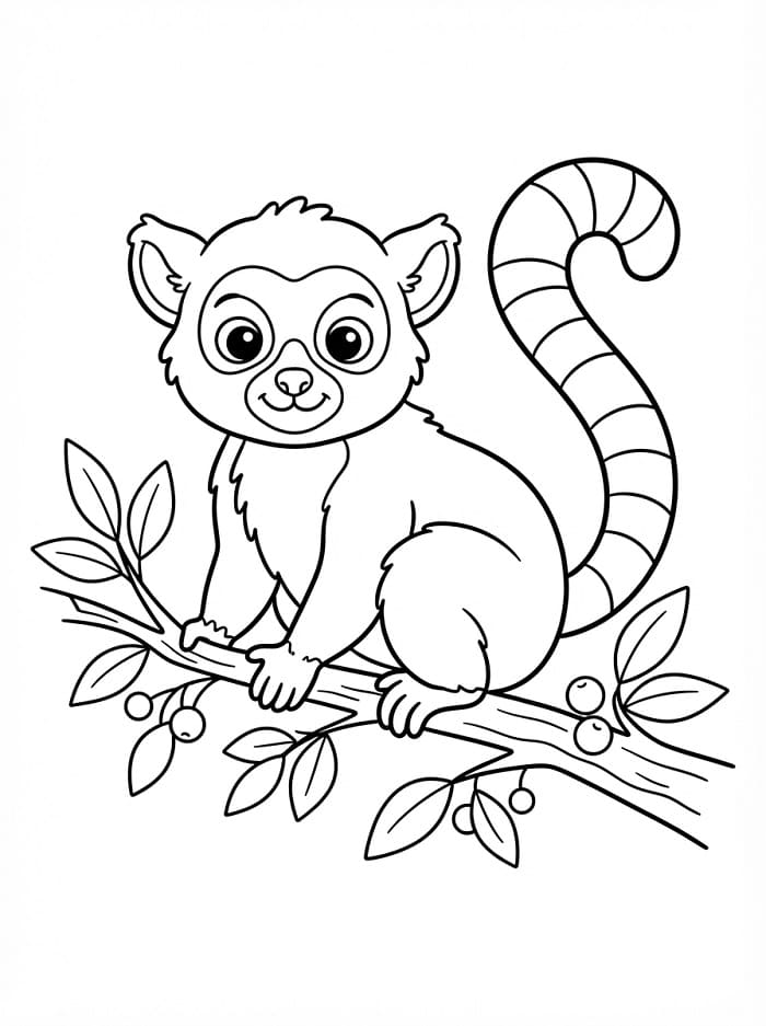 Målarbild En söt lemur