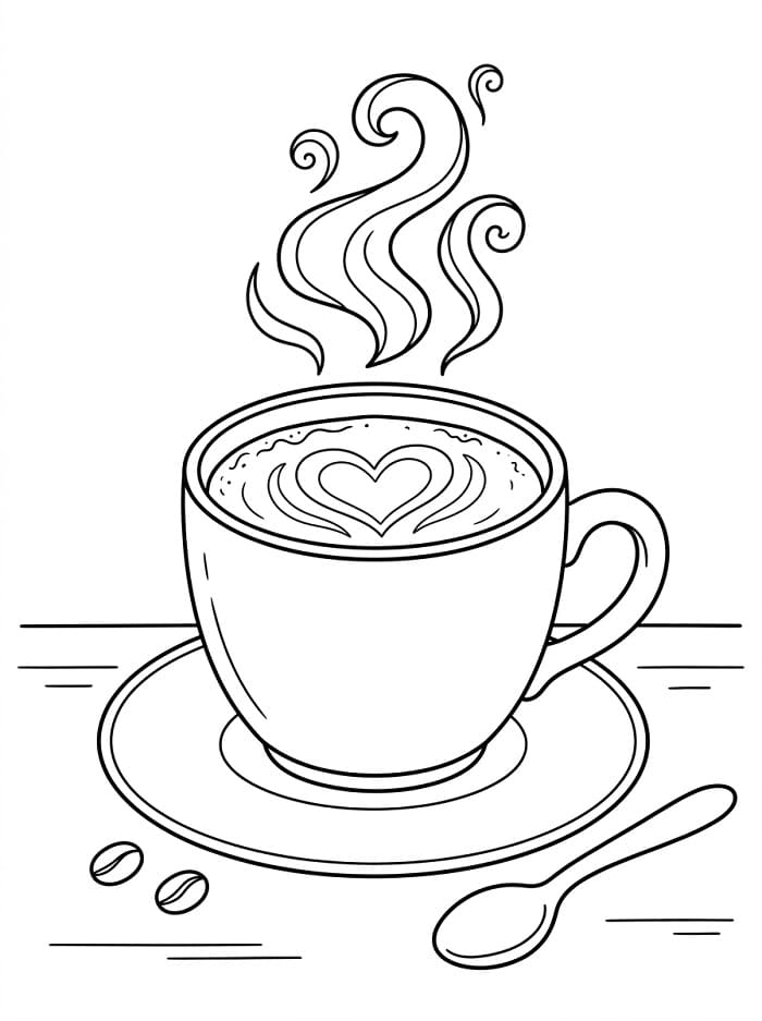 Målarbild Gratis Utskrivbar Kaffe för Barn