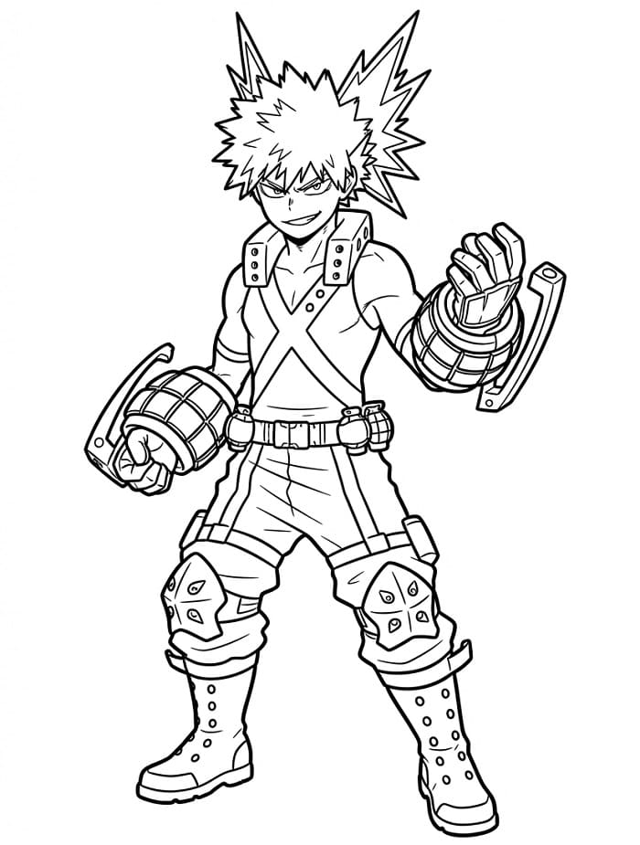 Målarbild Gratis Utskrivbar Katsuki Bakugo för Barn